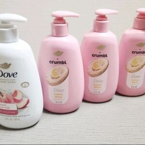 NEW 3 Dove Crumbl 1 Peach Rice Milk Hand Soaps Lot Limited Edition Lemon Glaze